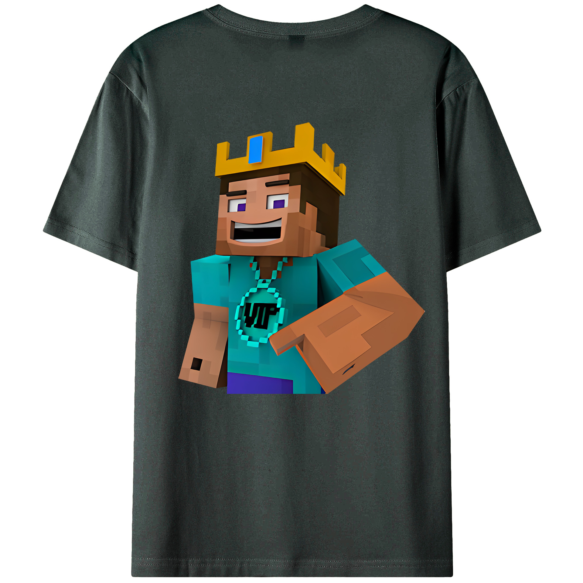 （画像用） マインクラフト ブロックの世界 Minecraft MC Block world 綿100％ メンズ半袖Tシャツ（バックプリント） 通気性